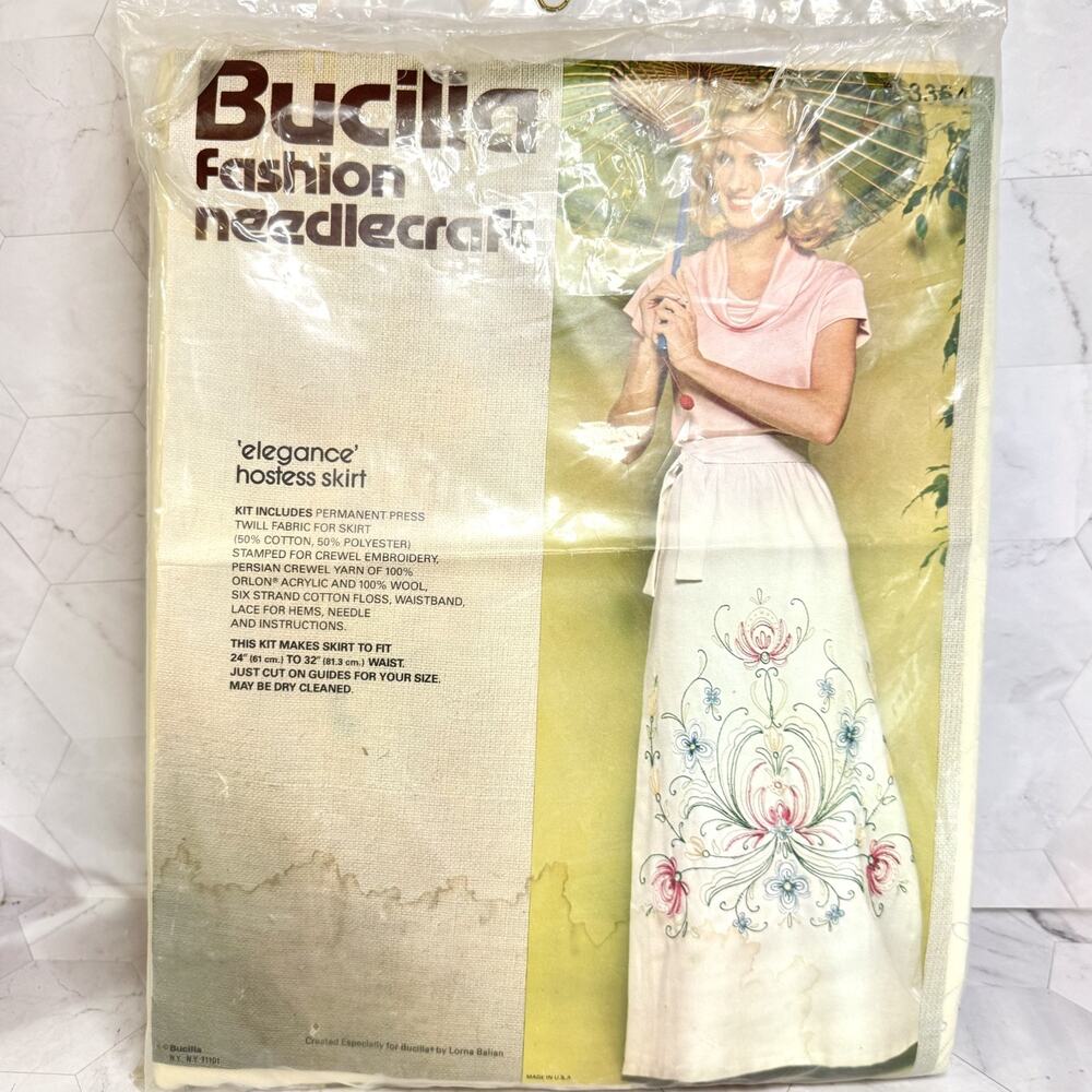 NOS Vintage Bucilla Fashion Needlecraft 'Elegance Hostess Skirt' #3354 READ